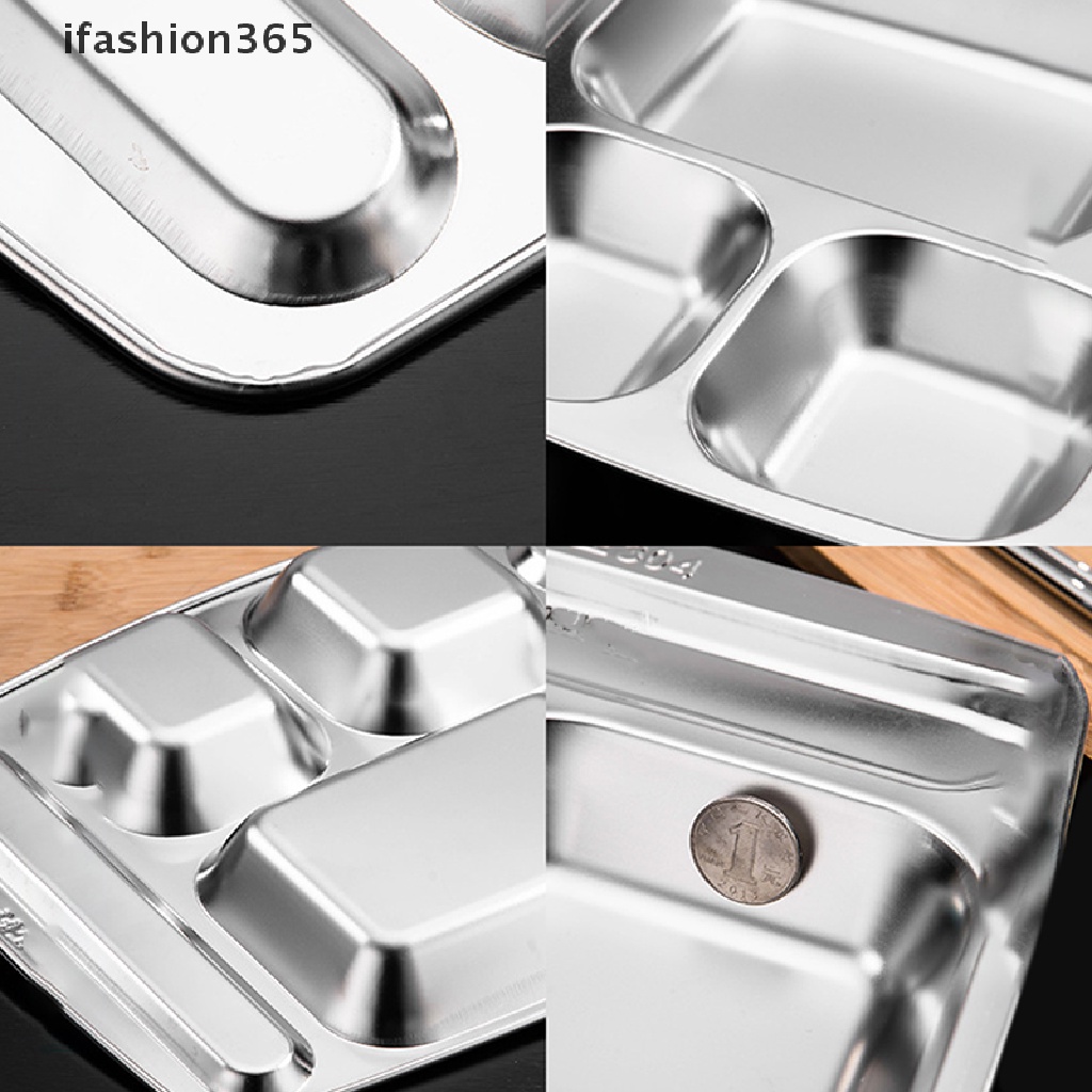 Khay Đựng Thức Ăn Chia Ngăn Bằng Thép Không Gỉ ifashion365