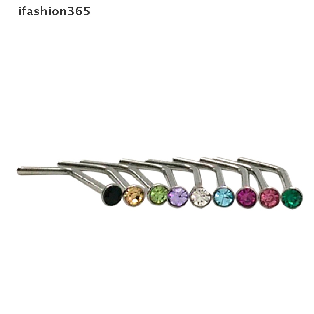 Set 10 Khuyên Mũi Bằng Thép Không Gỉ Đính Đá Thời Trang ifashion365