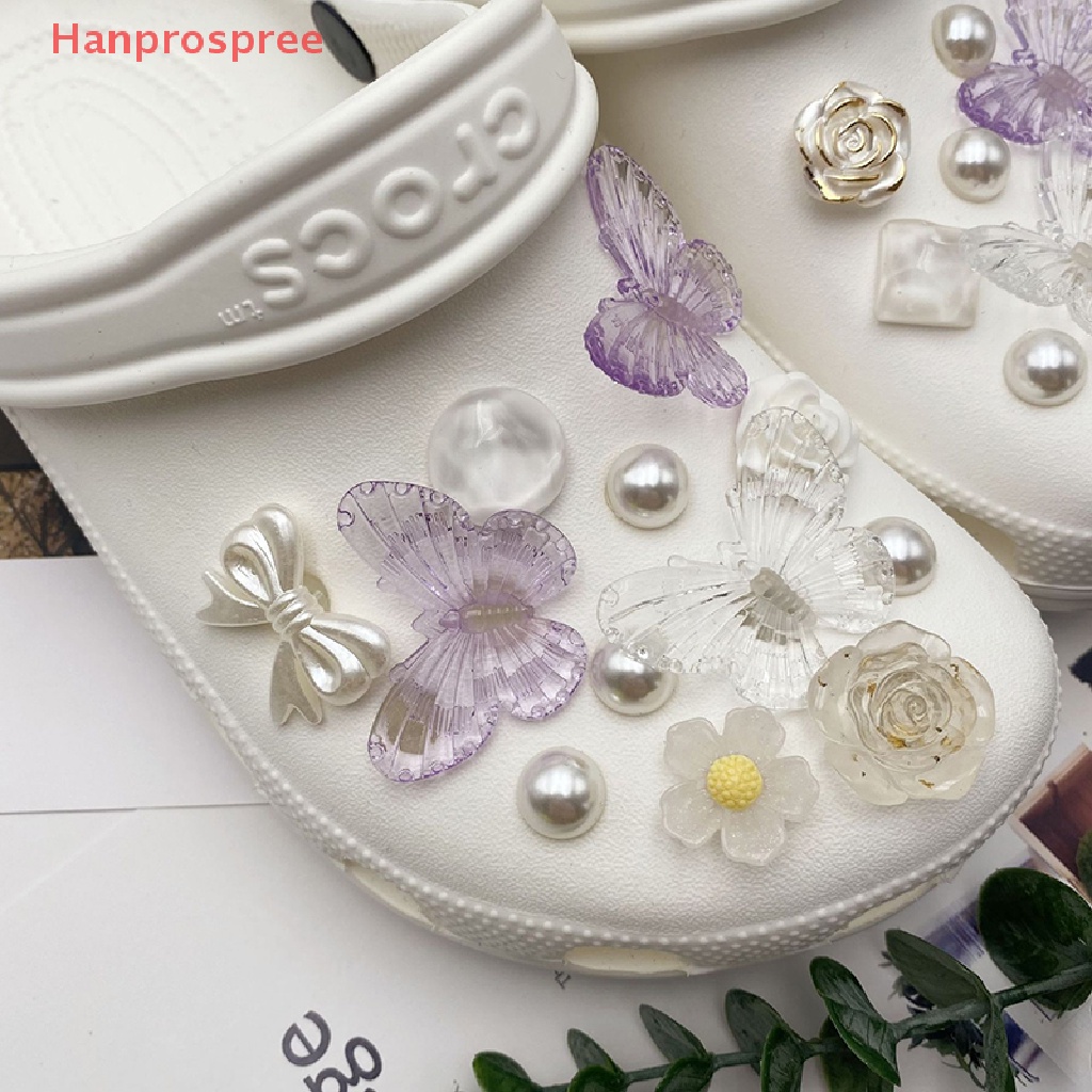 Hanprospree > Phụ Kiện Nút Gắn Giày Màu Tím Trong Suốt Hình Bướm Có Thể Tháo Rời