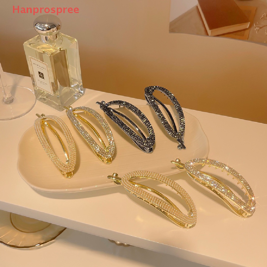 Kẹp Tóc Mỏ Vịt Đính Đá Ngọc Trai Giả Bằng Kim Loại Thời Trang Thanh Lịch Dành Cho Nữ