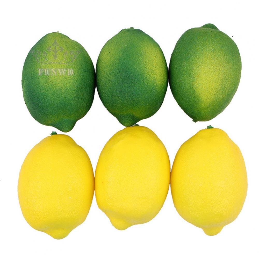 【FUNWD】6Pcs Artificial Lemons Plastic Fake Fruit For Home Decoration Photography Props