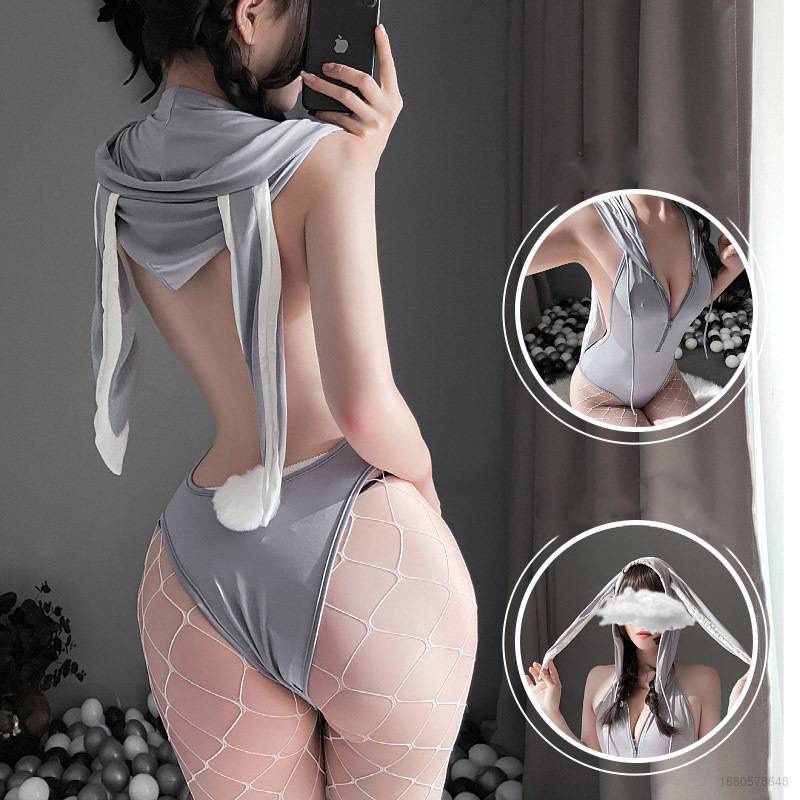 Đồ ngủ Liền Thân Hóa Trang Thỏ Có Khóa Kéo Hở Lưng Gợi Cảm Dễ Thương Cho Nữ