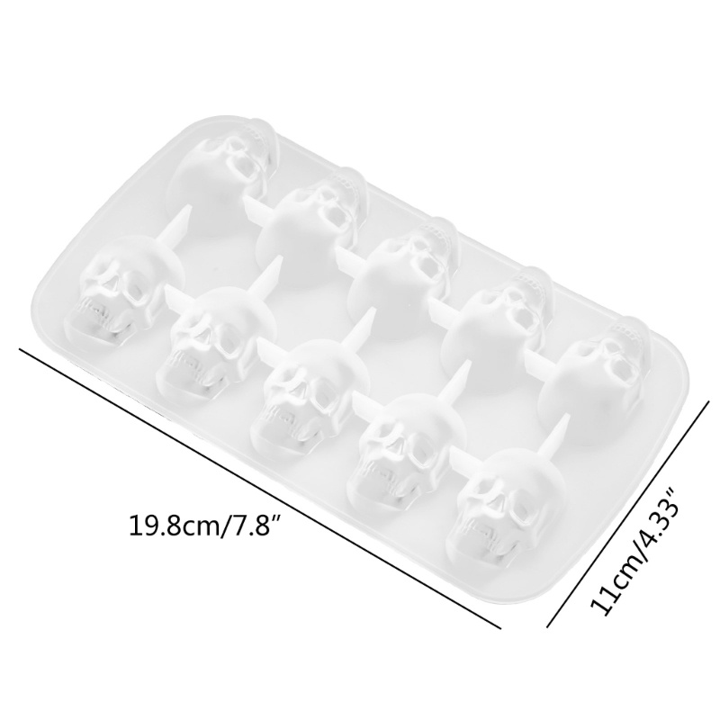 One Khuôn Silicon Làm Đá / Sô Cô La / Cocktail Hình Đầu Lâu 3D DIY 10 Ngăn Tiện Lợi Dành Cho Nhà Bếp / Quán Bar