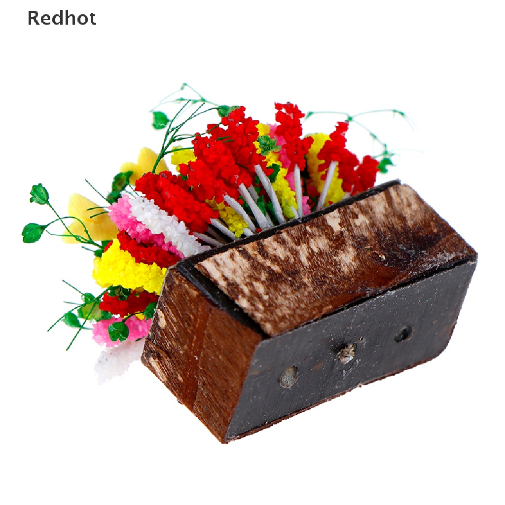 &lt; Redhot &gt; Chậu Hoa Mini Nhiều Màu Sắc Trang Trí Nhà Búp Bê 1 / 12