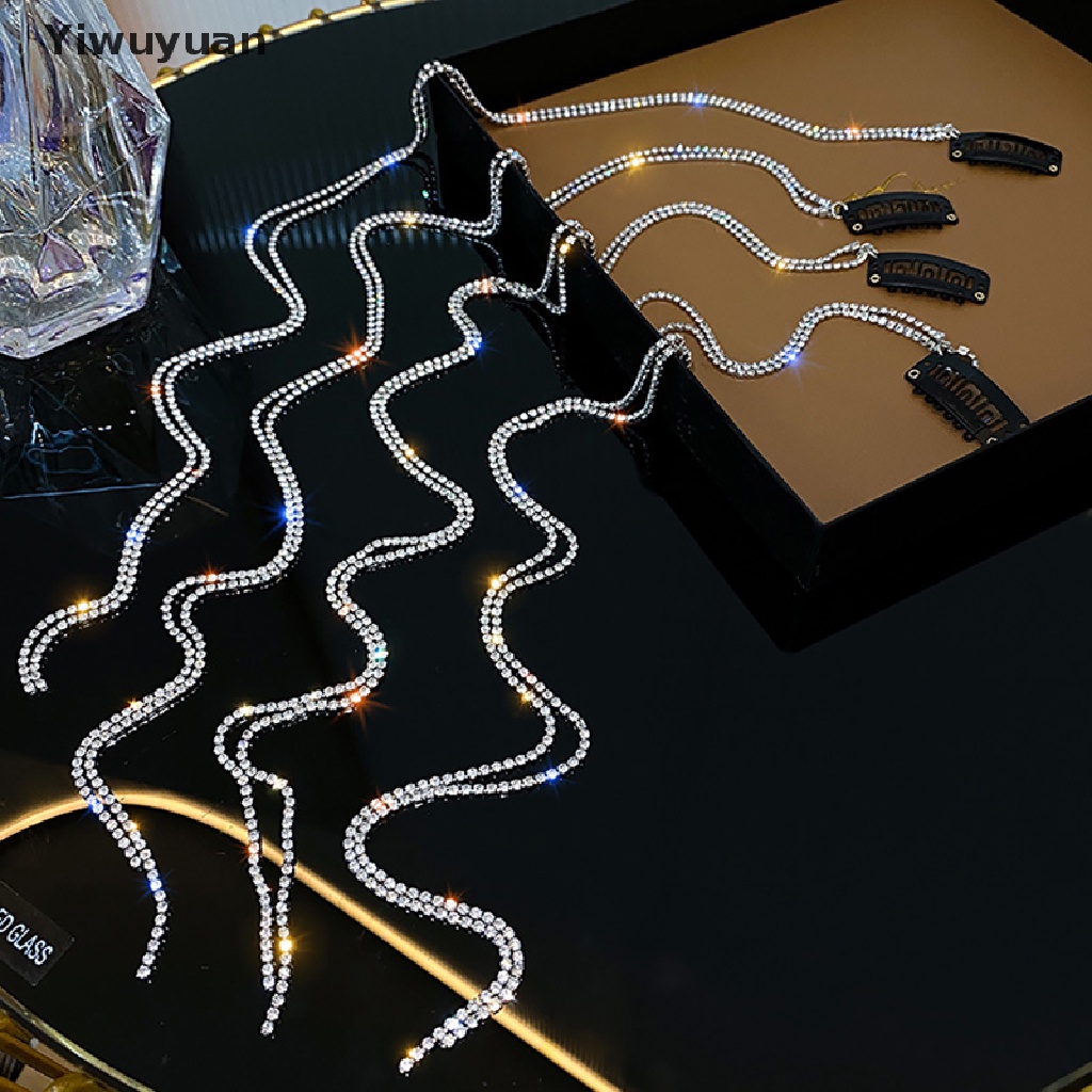 < Yiwuyuan > Kẹp Tóc Dạng Tua Rua Dài Đính Đá Pha Lê Trang Trí Tóc Cho Nữ Dự Tiệc Cưới Bán Chạy