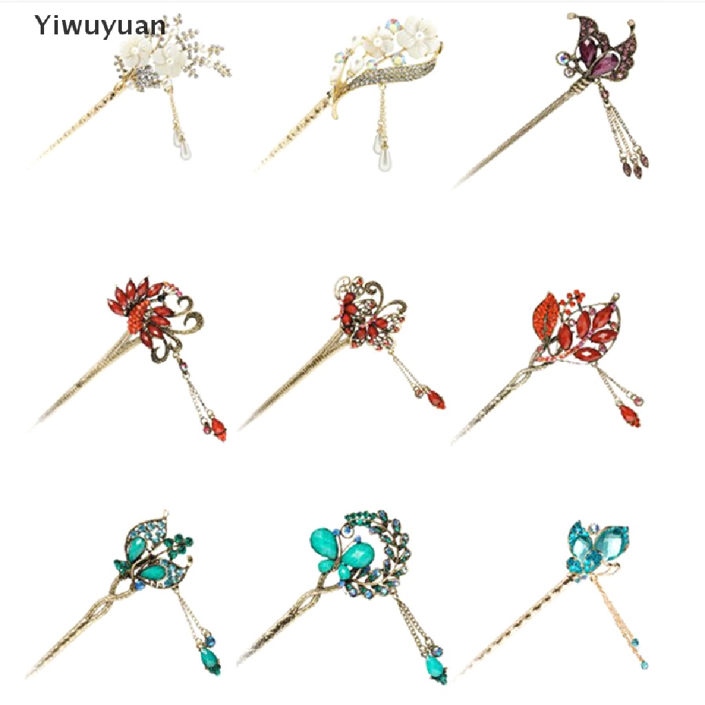 1 Trâm Cài Tóc Kim Loại Đính Đá Phong Cách Trung Hoa Cổ Điển