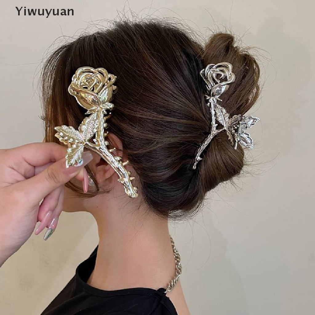 < Yiwuyuan > Kẹp Tóc Hình Hoa Hồng Bằng Kim Loại Phong Cách Cá Tính Cổ Điển Phụ Kiện Đám Cưới Du Lịch Đang Giảm Giá