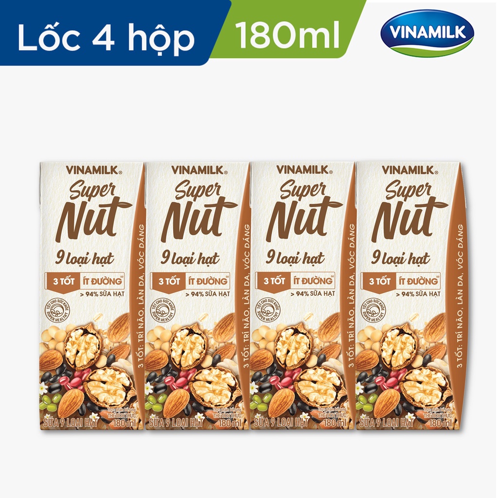 Sữa 9 loại hạt Vinamilk Super Nut Super Nut - Thùng 24 hộp 180ml