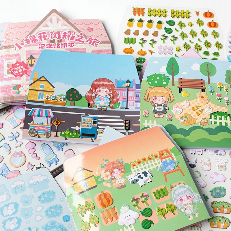 1 Sách Dán Hình Hoạt Hình Bằng Cotton Cho Bé Tập Trung