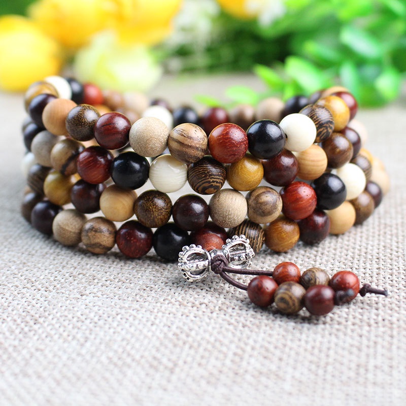 Vòng Tay Chuỗi 108 Hạt Gỗ Đàn Hương Nhiều Màu Thời Trang Cho Cặp Đôi