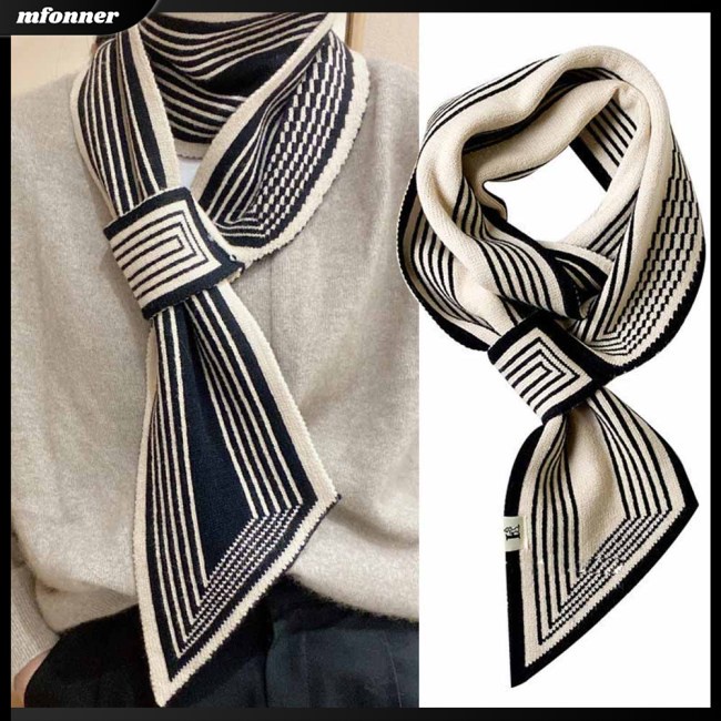 Khăn Choàng Cổ Dệt Kim Dày Dặn Ấm Áp Họa Tiết Caro Đơn Giản Hợp Thời Trang Cho Nữ