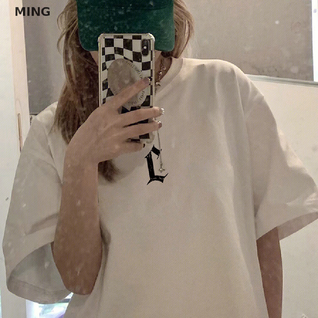 Áo Thun Nữ Ngắn Tay Cổ Tròn In Chữ Phong Cách Retro