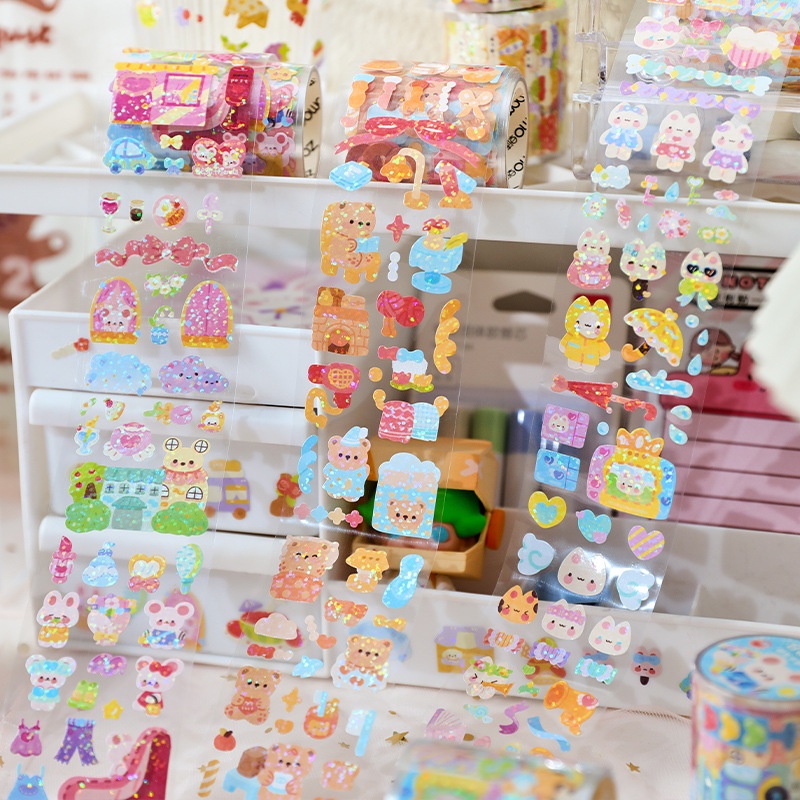 Băng keo cắt theo hình động vật dễ thương Sổ tay hoạt hình thẻ goo Chất liệu tự làm miếng dán