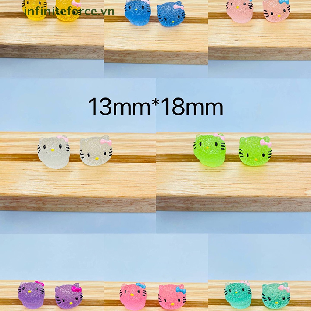 Set 2 Mặt Dây Chuyền Hình Mèo Bằng Nhựa Dạ Quang Trang Trí Điện Thoại DIY