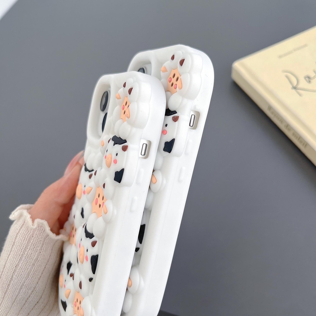 Ốp Điện Thoại TPU Silicon Mềm Chống Sốc In Hình Chú Cừu 3D Bảo Vệ Ống Kính Máy Ảnh Cho iPhone 14 13 12 11 Pro Max