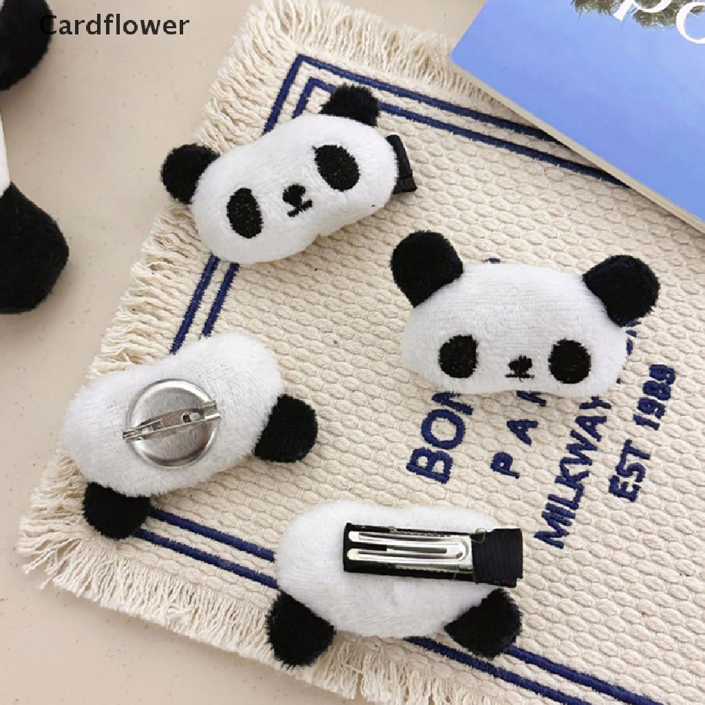 &lt; Cardflower &gt; Dây Buộc Tóc Co Giãn Đính Lông Xù Hình Gấu Trúc Dễ Thương Phụ Kiện Trang Phục Hàng Đang Giảm Giá