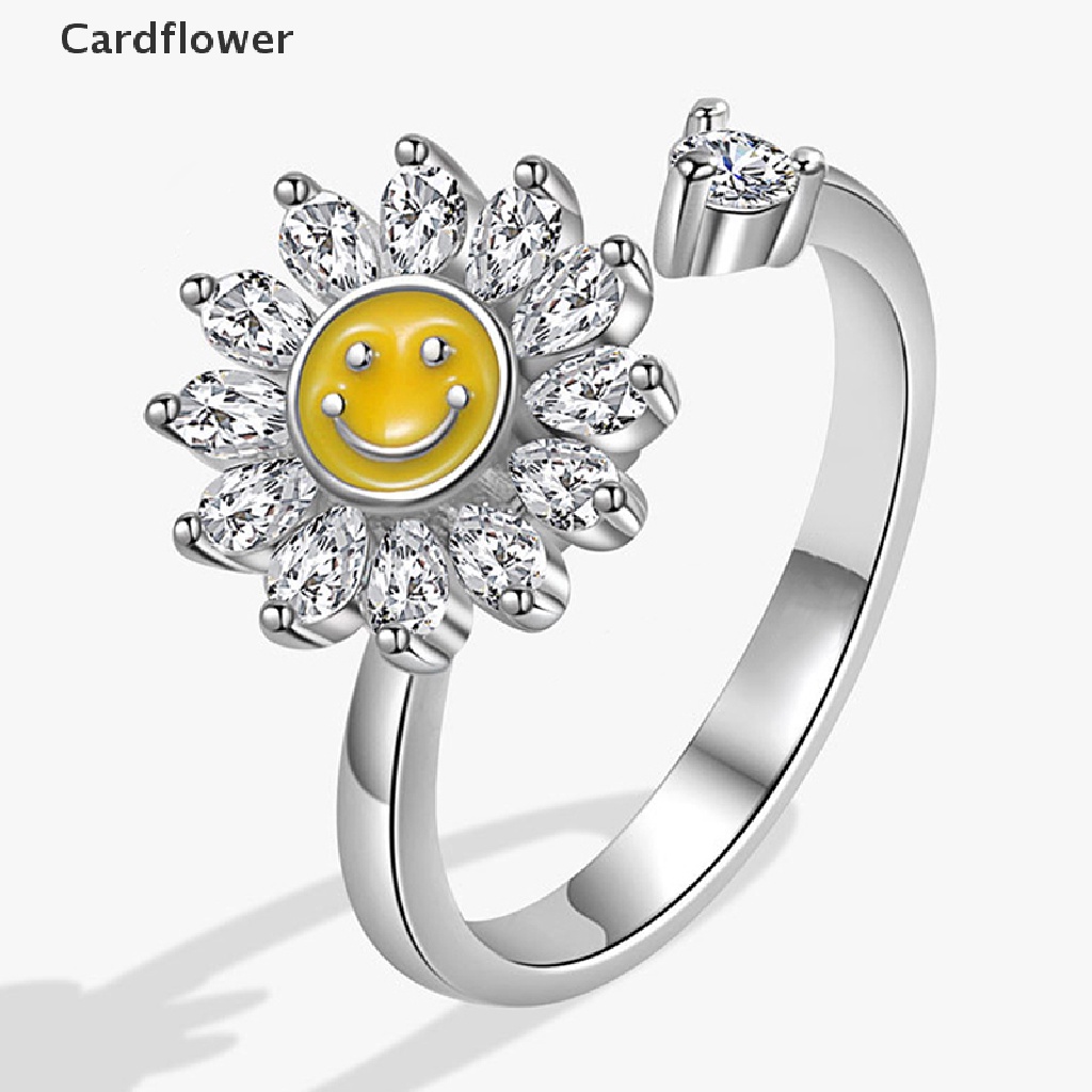 < Cardflower > Nhẫn Hở Hình Mặt Cười Thời Trang Có Thể Điều Chỉnh Cho Nữ