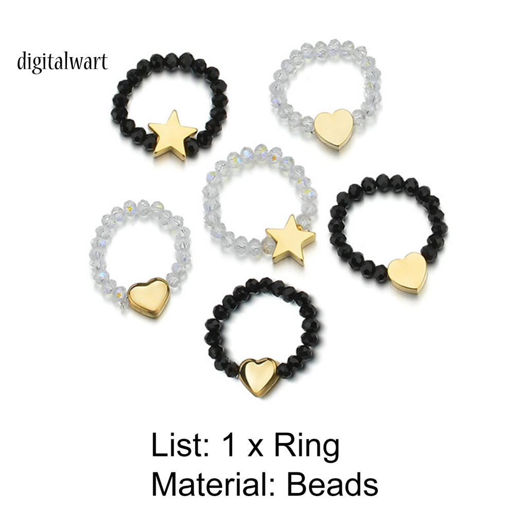 Kỹ Thuật Số| Nhẫn Hình Trái Tim Ngôi Sao Đính Hạt Trắng Đen Thời Trang Thanh Lịch Làm Quà Tặng Kỷ Niệm Cho Bạn