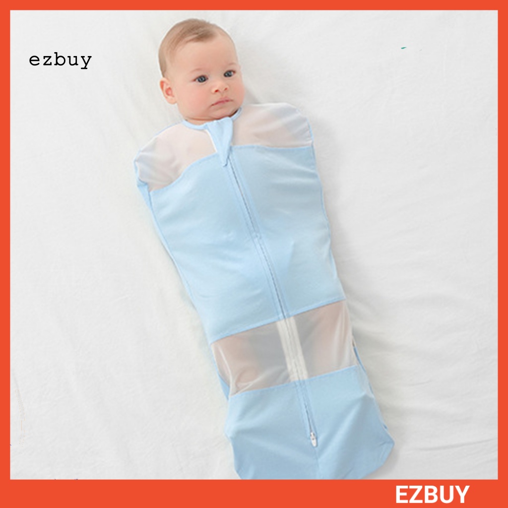 [EY] Chăn Quấn Em Bé Chất Liệu Cotton Có Dây Kéo Kép Màu Trơn Parisarc