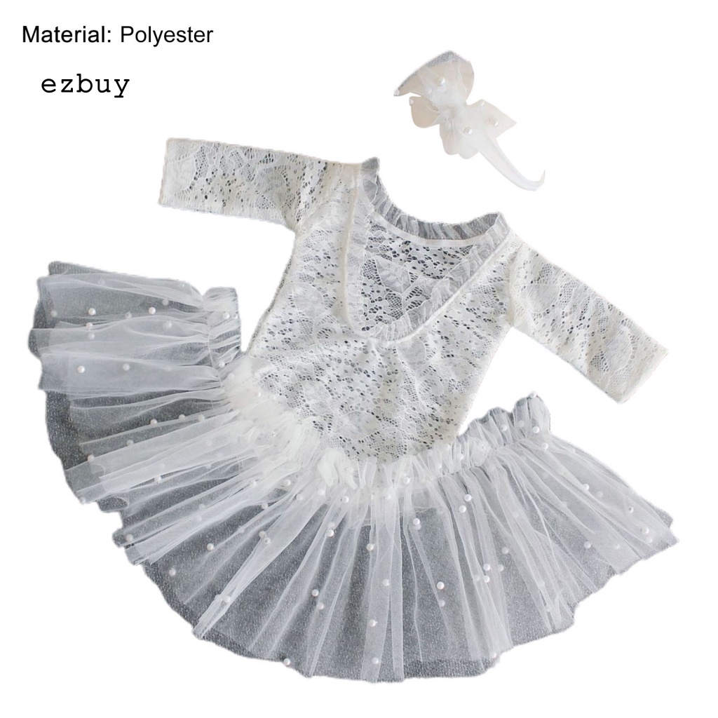 1 Bộ Trang Phục Vải Cotton Phối Ren Thanh Lịch Dùng Chụp Ảnh Cho Bé Sơ Sinh