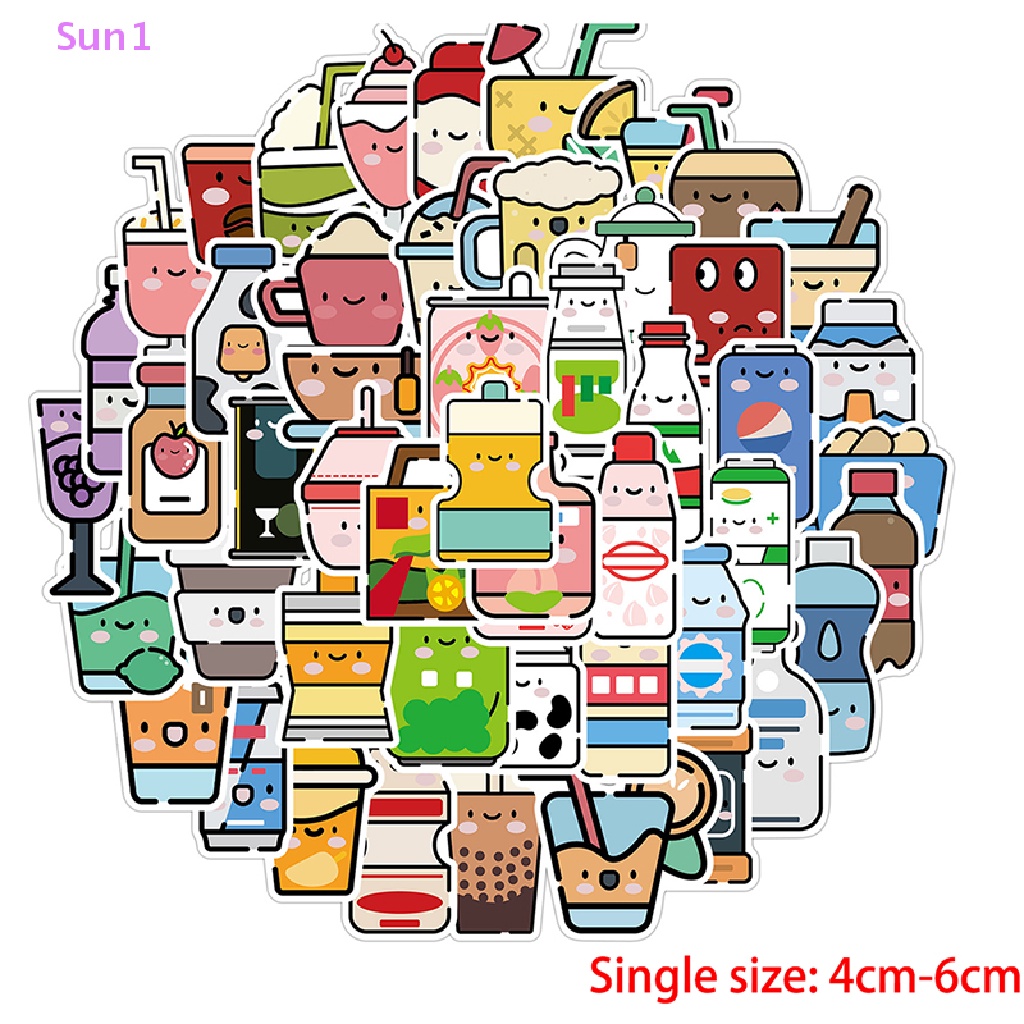 Sun1 &gt; 50 Miếng Dán PVC Hình Đồ Uống Mùa Hè Dễ Thương Có Hương Thơm Hoạt Hình