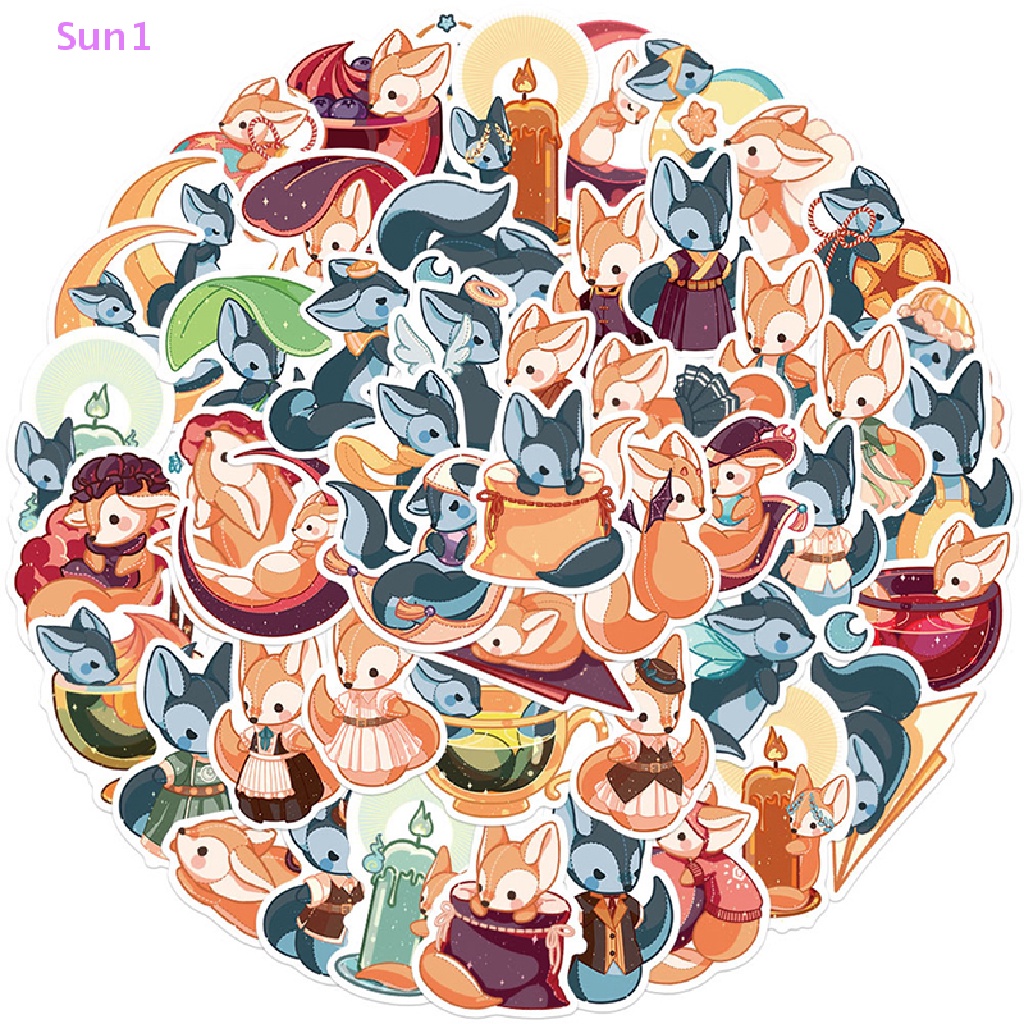 Set 50 Nhãn Dán Hoạt Hình Graffiti Trang Trí Xe Hơi / Laptop / Vali Độc Đáo