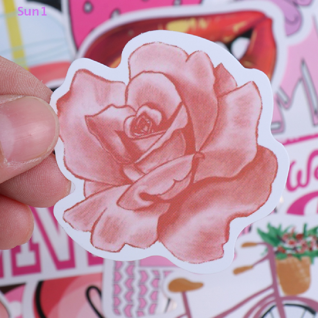 Set 50 Nhãn Dán Hoạt Hình Trang Trí Vali Laptop Xe Đạp Đáng Yêu DIY