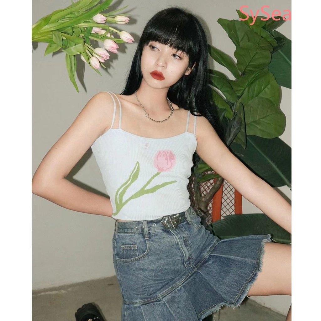 Áo Hai Dây Họa Tiết Hoa Thời Trang Mùa Hè Quyến Rũ Cho Nữ