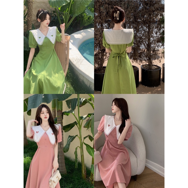 Đầm Maxi Chữ A Tay Phồng Cổ Búp Bê Phong Cách Hàn Quốc Thời Trang Mùa Hè 2023 Mới