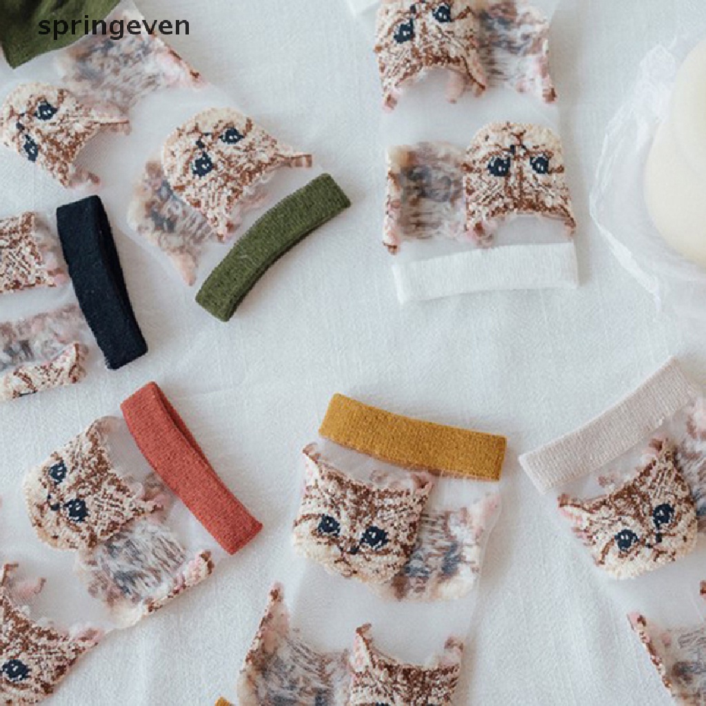 Vớ Lụa Mỏng Trong Suốt In Hình Mèo Dễ Thương Thời Trang Hàn Quốc Cho Nữ