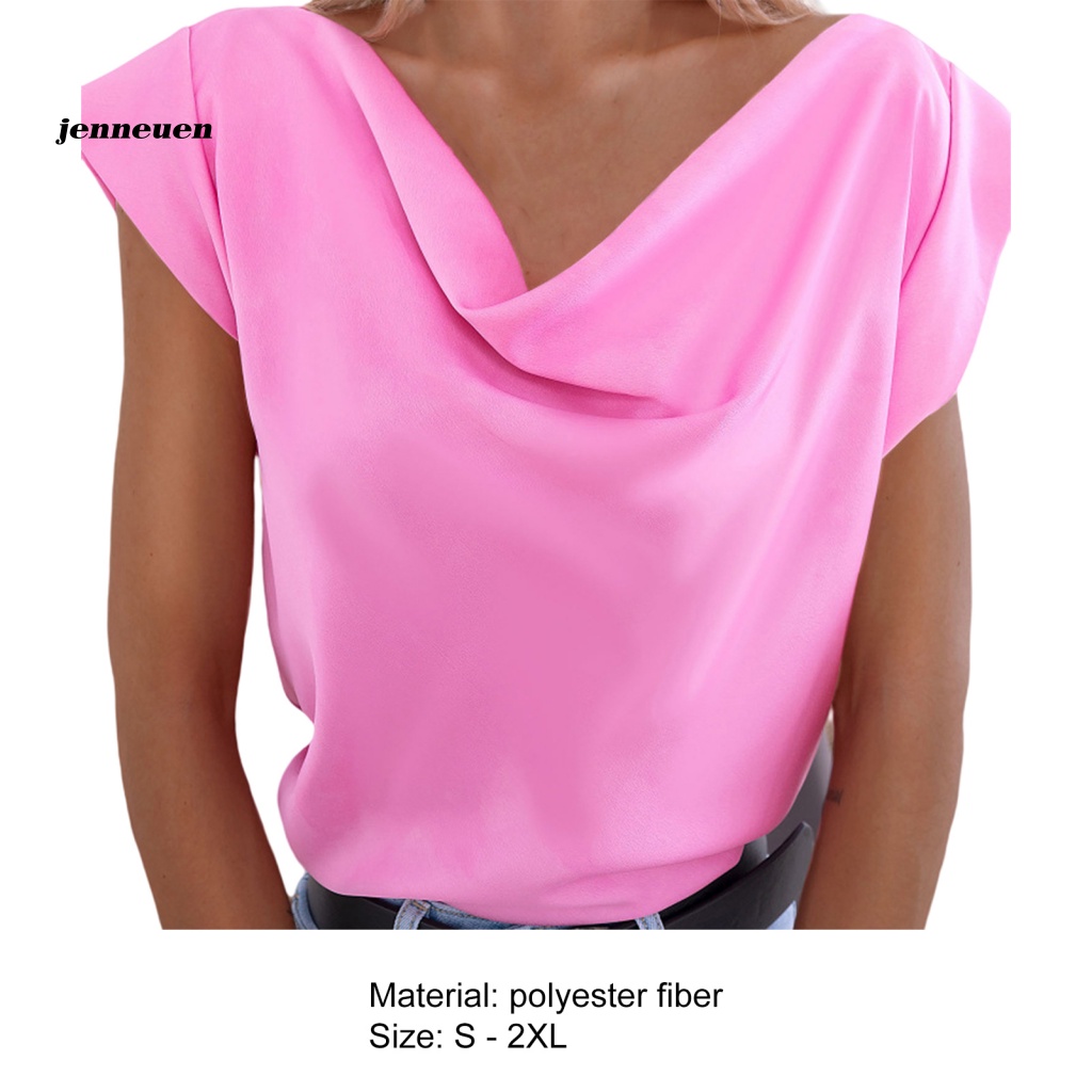 Áo Sơ Mi Vải Satin Tay Ngắn Dáng Ôm Thời Trang Mùa Hè Cho Nữ