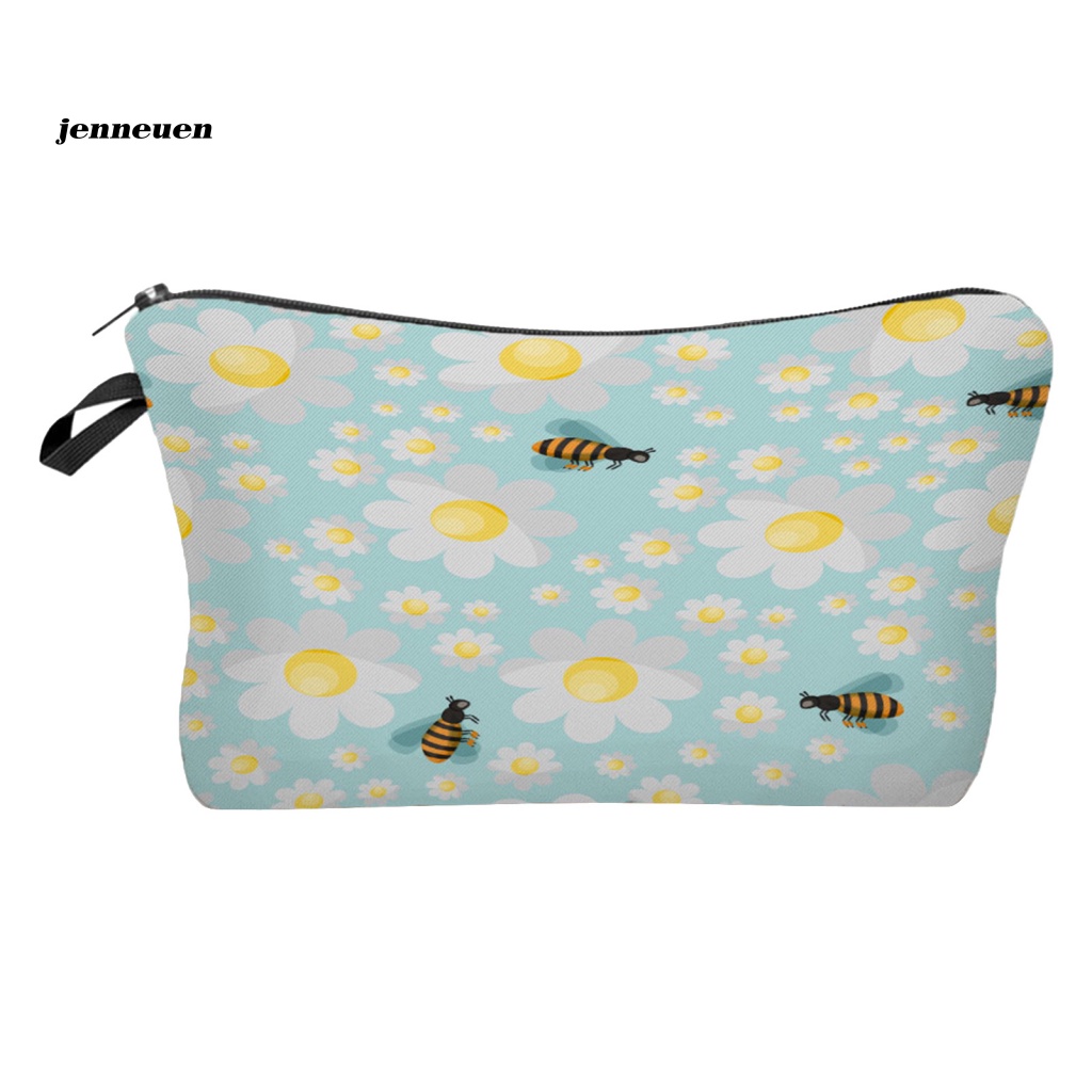 Túi Đựng Đồ Trang Điểm Sức Chứa Lớn Chống Nước In Hình Chú Ong Dễ Thương Dùng Hàng Ngày