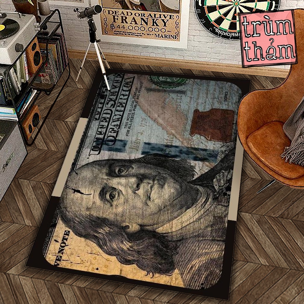 Thảm Trang Trí Wrightz Franklin Tiền Mỹ Dollar Sign Aesthetic Decor Phòng Ngủ Phòng Khách Văn Phòng