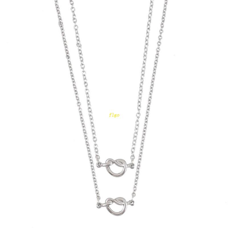 Set 2 Dây Chuyền Mặt Hình Trái Tim Thắt Nút Bằng Thép Không Gỉ Cho Chị Em Gái