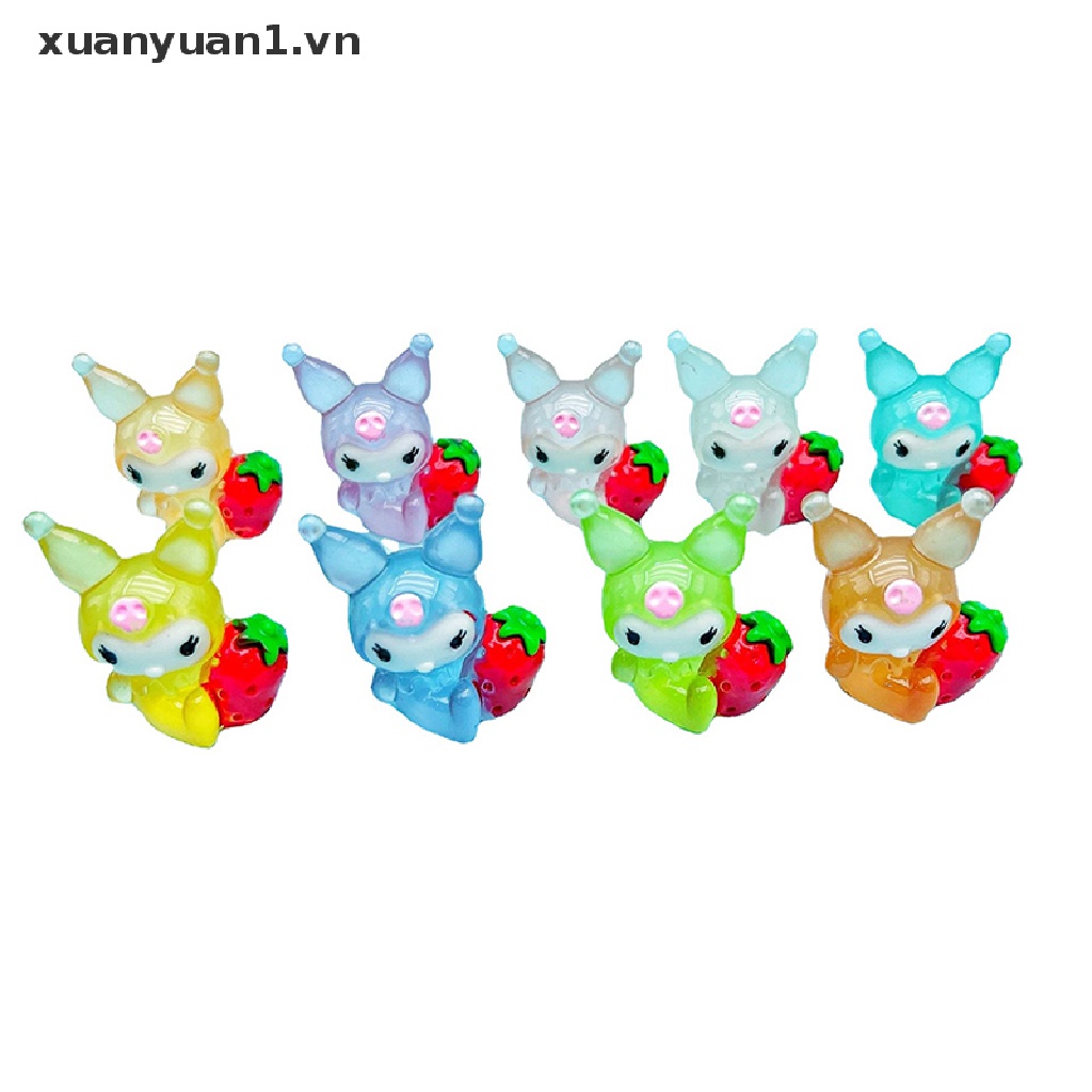 Set 2 Tượng Kuromi Mini Bằng Nhựa Resin Phát Quang Trang Trí Xe Hơi