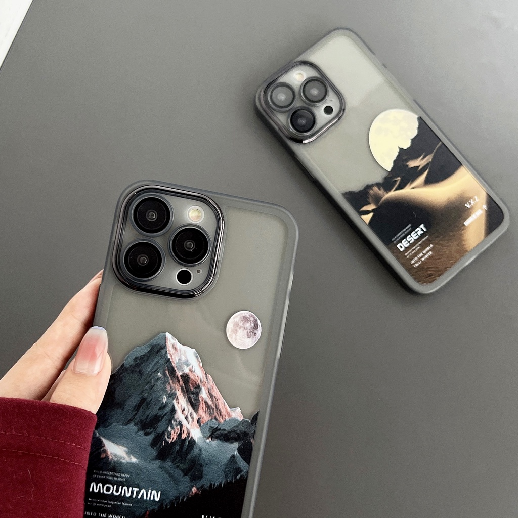 Ốp Điện Thoại TPU Dẻo Trong Suốt Họa Tiết Phong Cảnh Thời Trang Cho iPhone 13 12 14 11 Pro Max XR X / XS