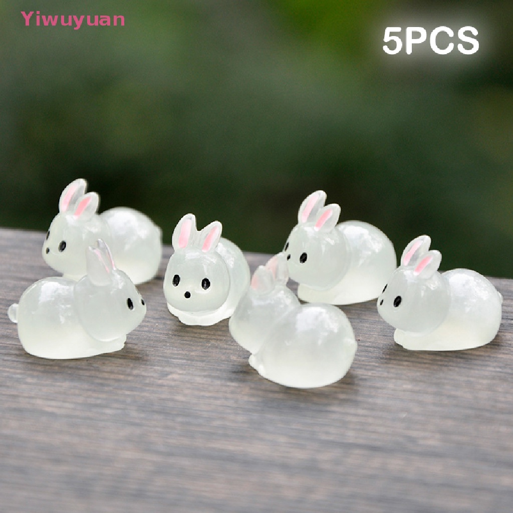5 Thỏ Trắng Phát Sáng Trang Trí Tiểu Cảnh Mới