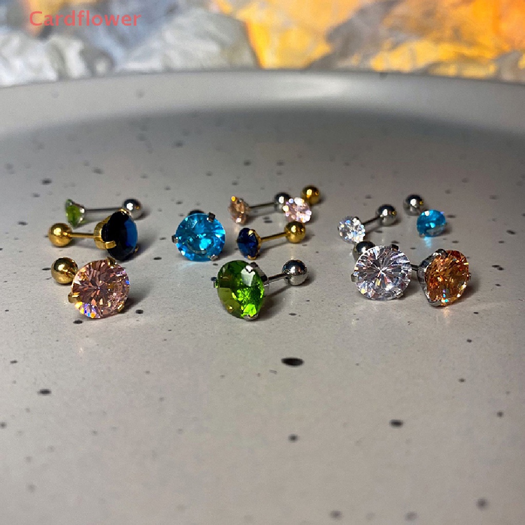 1 Khuyên Tai Đính Đá Zircon 5 / 8mm Thời Trang Mới