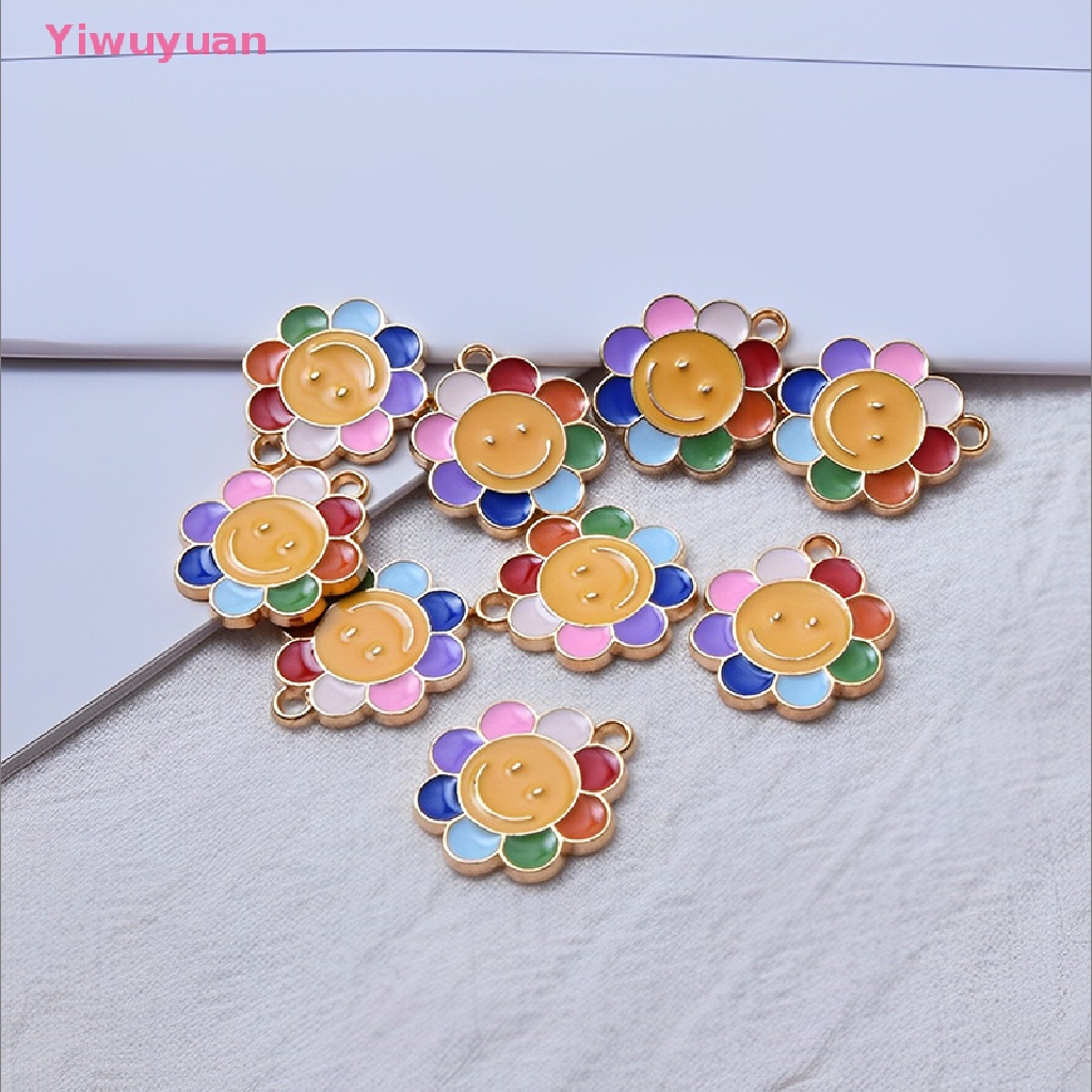 Bộ 10 Bông Hoa Mặt Trời Tráng Men Phụ Kiện Làm Trang Sức Diy Mới