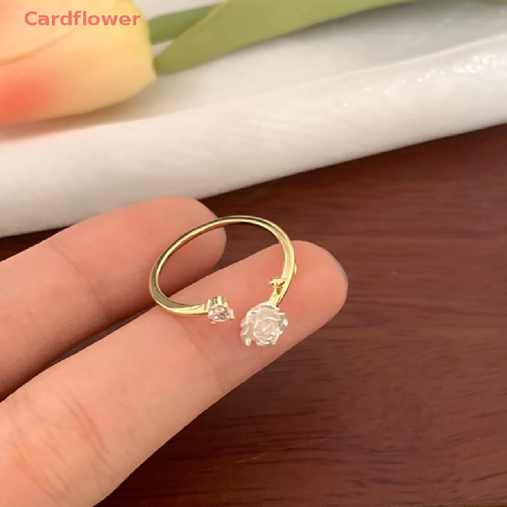 < Cardflower > Nhẫn Hở Hình Hoa Trà Dễ Thương Nhẹ Nhàng Và Xinh Xắn Có Thể Điều Chỉnh Làm Quà Tặng Thời Trang Cho Bạn Gái