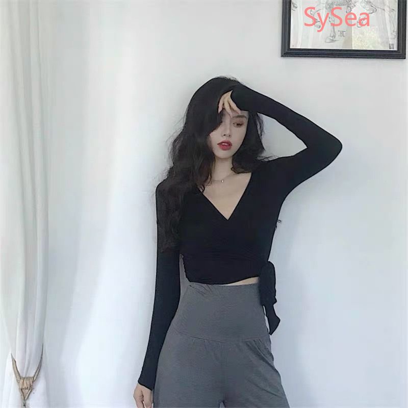 Áo Kiểu Tay Dài Cổ Chữ V Thời Trang Quyến Rũ Cho Nữ