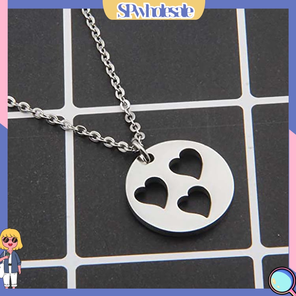 <SPwholesale> 1 / 1 Vòng cổ Nhiều Lớp Mặt Hình Trái Tim Bằng Thép Không Gỉ