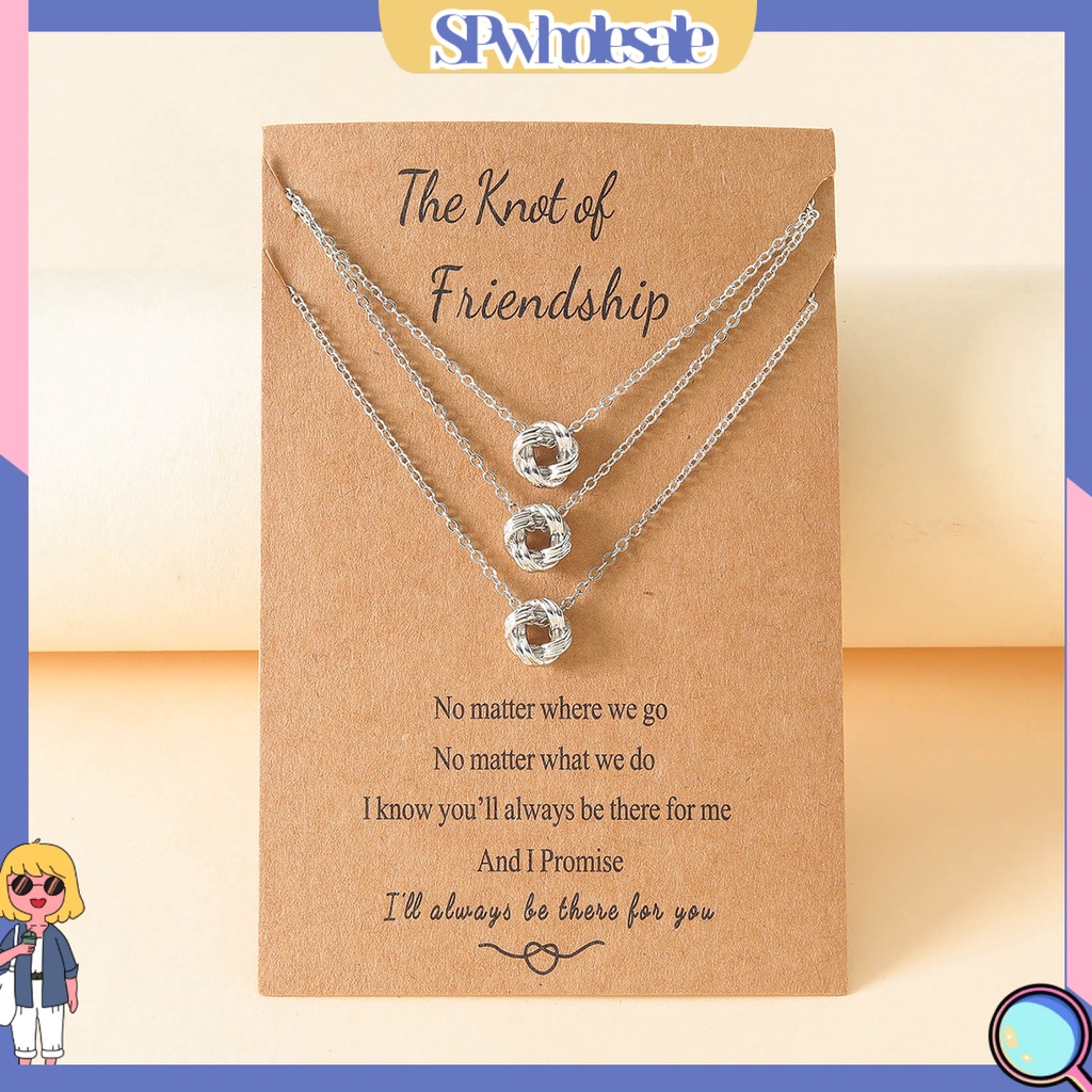 <SPwholesale> Set 2 / 3 Dây Chuyền Mặt Hình Học Thắt Nút Bằng Đồng Sáng Có Thể Điều Chỉnh Cho Nữ