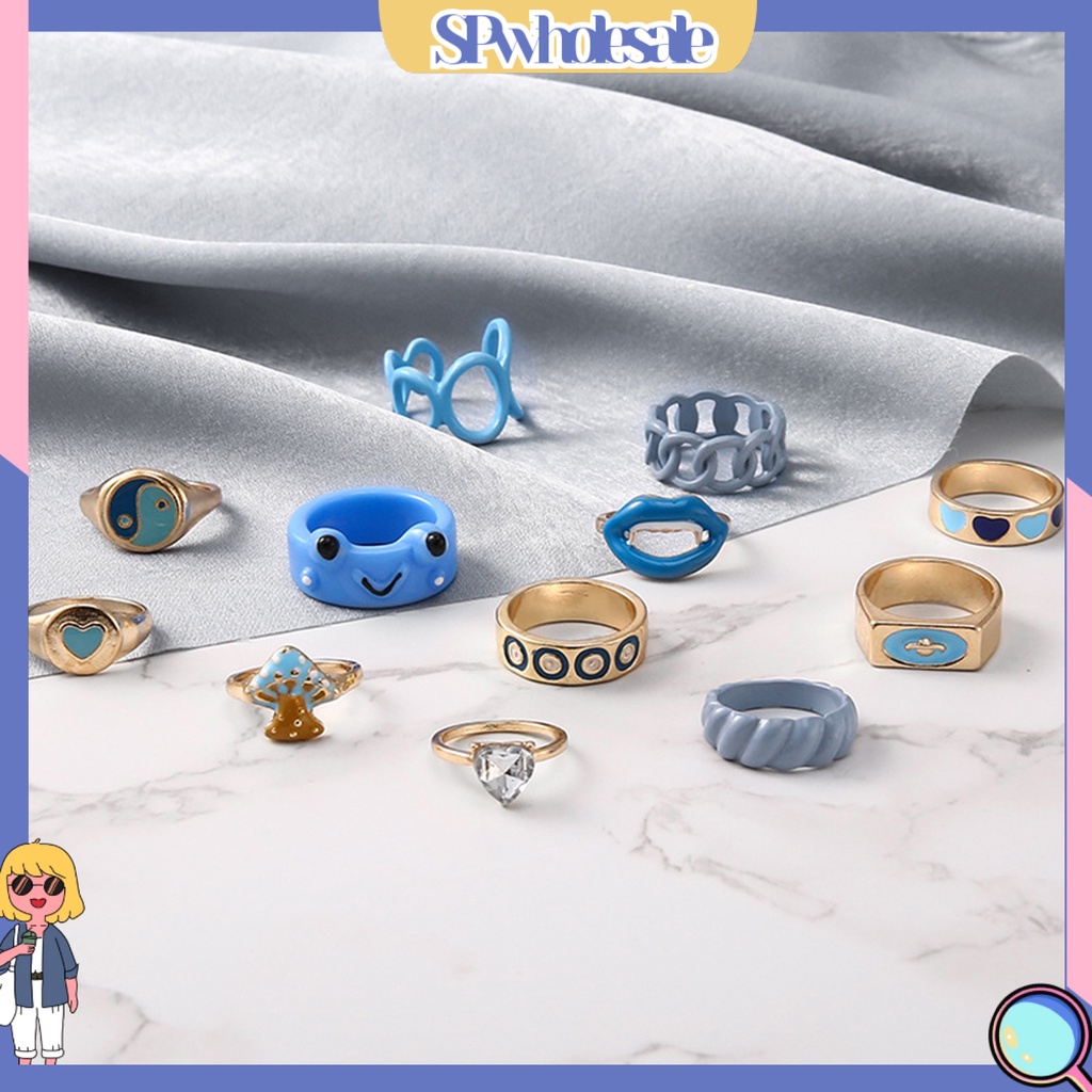 <SPwholesale> Bộ 12 Nhẫn Mở Bằng Hợp Kim Nhẹ Đa Năng Trang Trí Tiệc Tùng