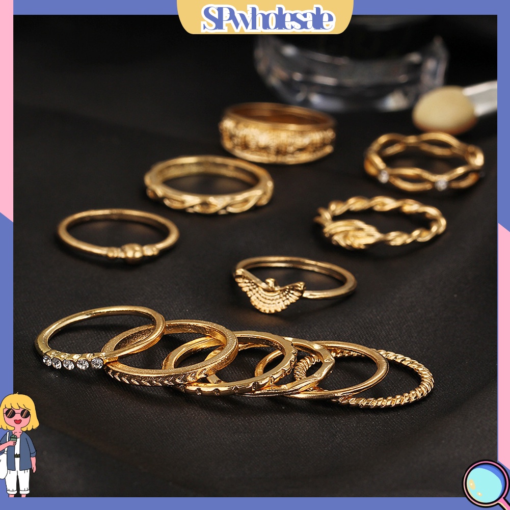 <SPwholesale> Set 12 Nhẫn Đeo Khớp Ngón Tay Phong Cách Retro