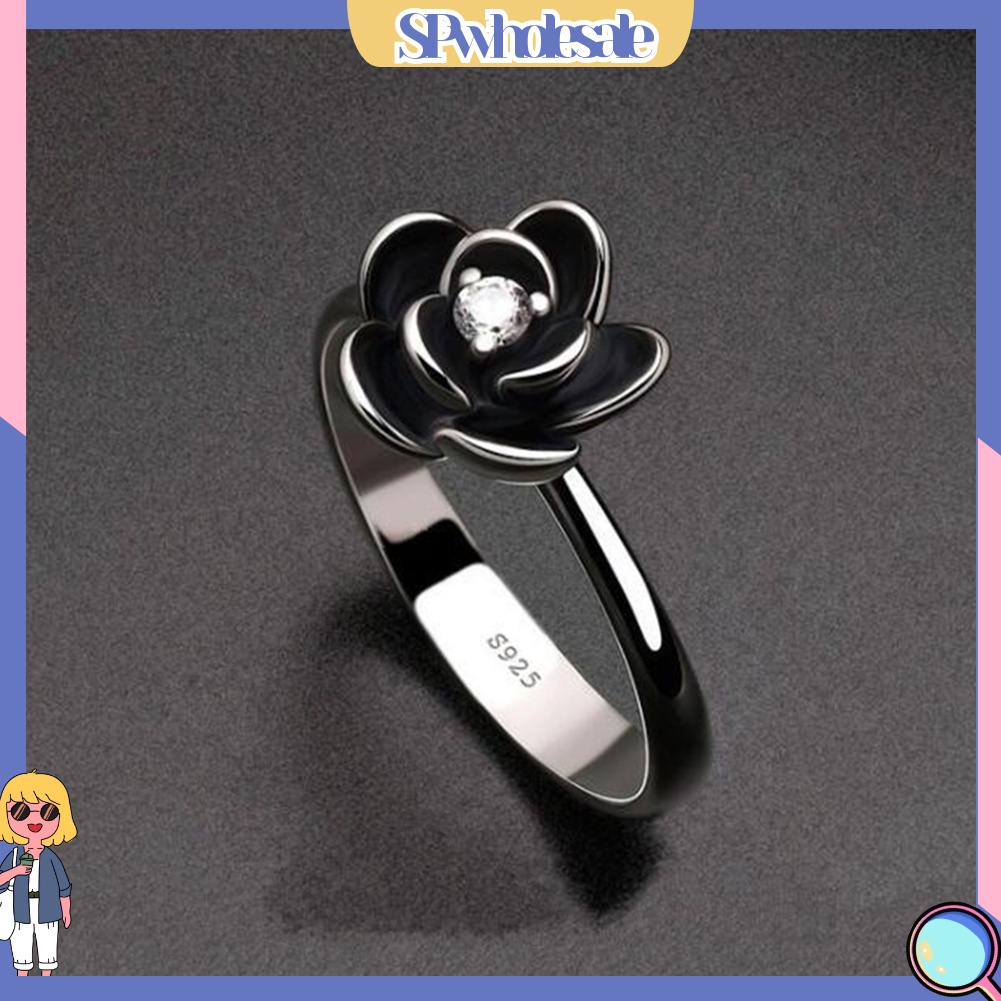 <SPwholesale> Nhẫn Mạ Bạc Hình Hoa Đính Đá Thời Trang Cho Nữ