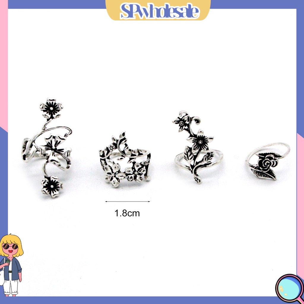 <SPwholesale> Set 4 Nhẫn Đeo Khớp Ngón Tay Phong Cách Trung Hoa Cổ Điển Dành Cho Nữ
