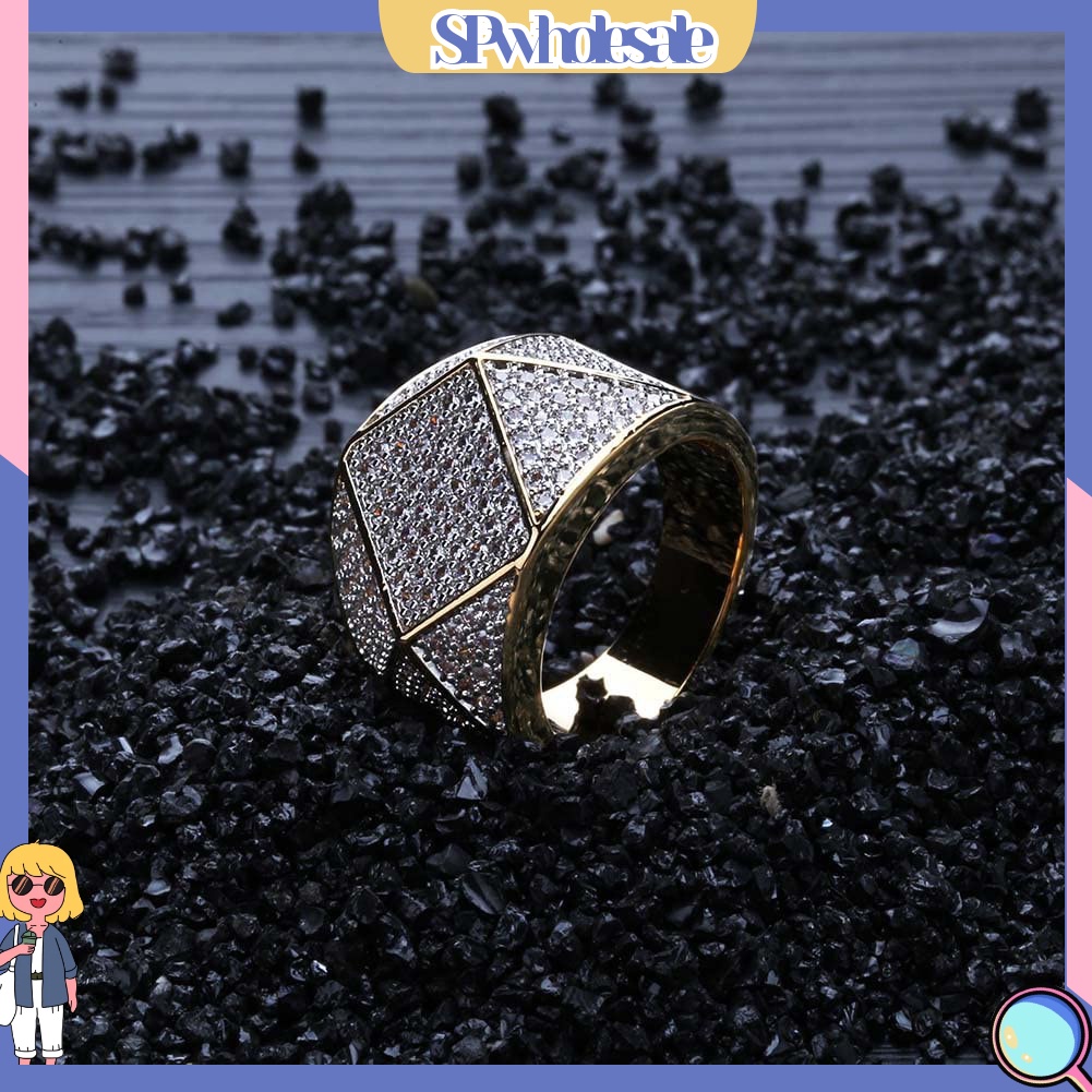 <SPwholesale> Nhẫn Dát Đá Hình Học Thời Trang Cho Nam