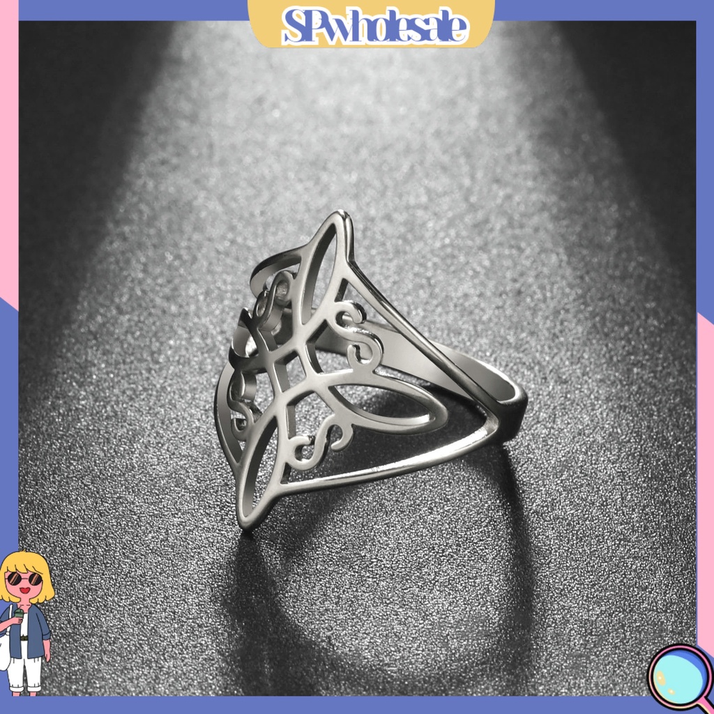 &lt;SPwholesale&gt; Nhẫn Thép Không Gỉ Mạ Điện Họa Tiết Hình Học Sáng Mịn Trang Sức Thắt Nút Phù Thủy Mặc Hàng Ngày Cho Nữ