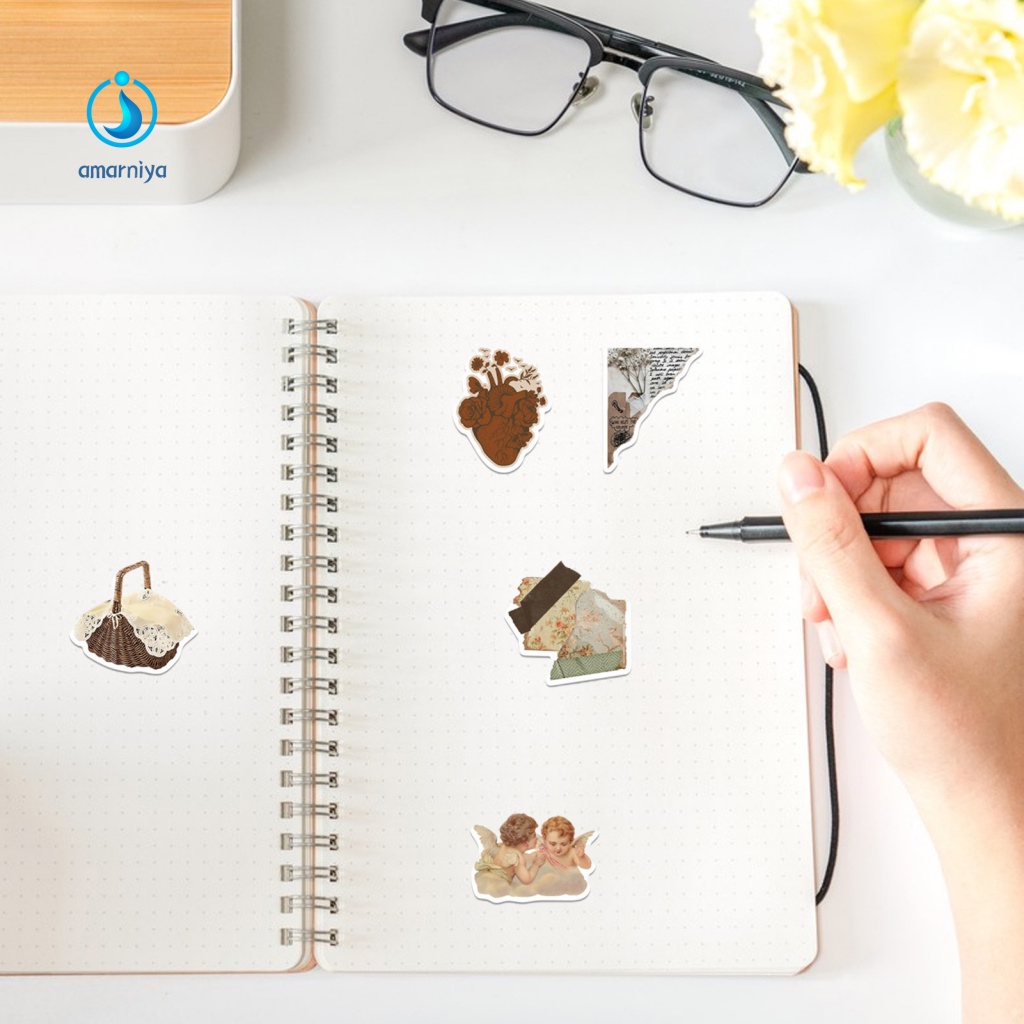 Amar Set 50 Nhãn Dán Vinyl Chống Nước Phong Cách Cổ Điển Dành Cho Học Sinh